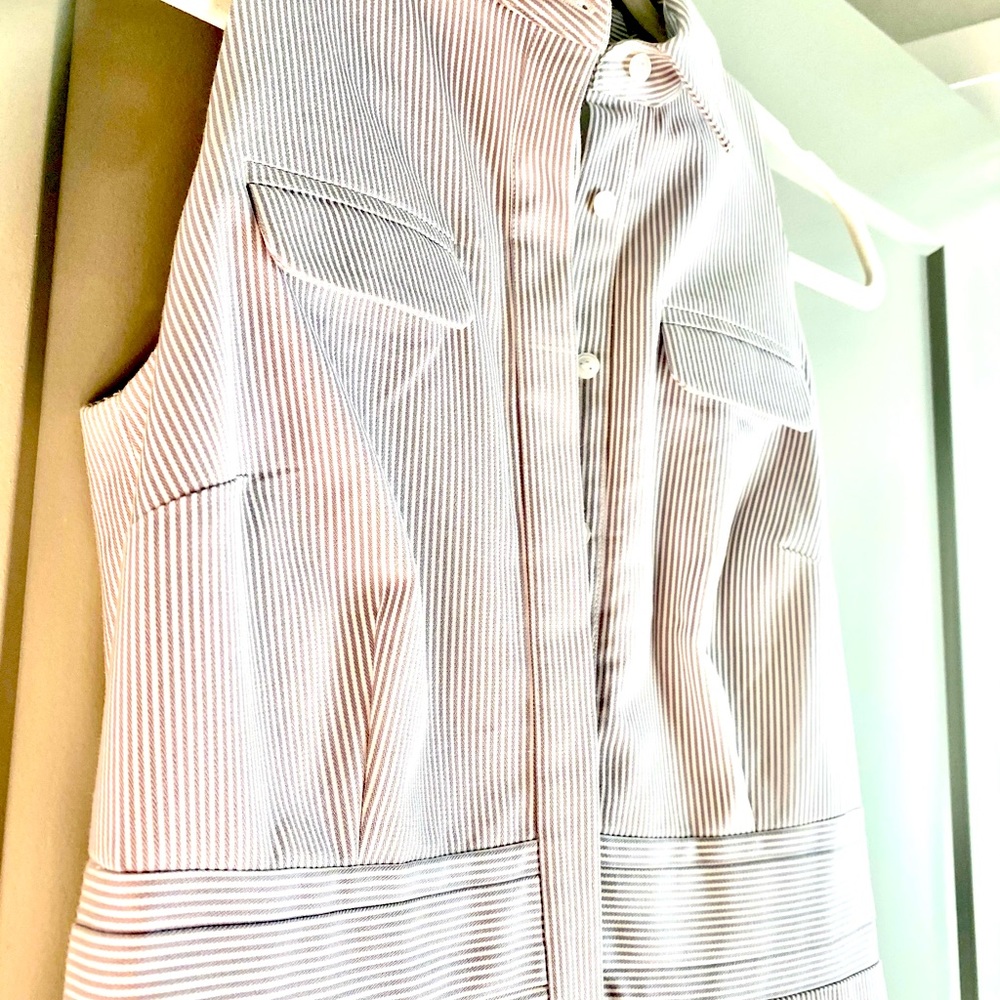 Ann Taylor Gray Pinstripe Button Dress Size 4